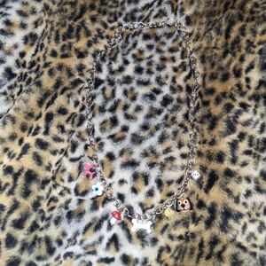 Charming Silver Necklace with Colorful Charms